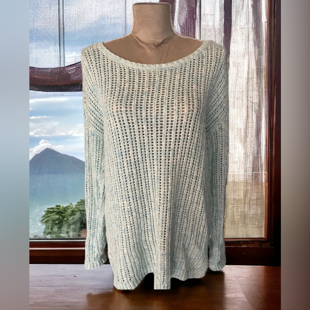Talbots Summer Sweater Pale Blue/White Size Medium